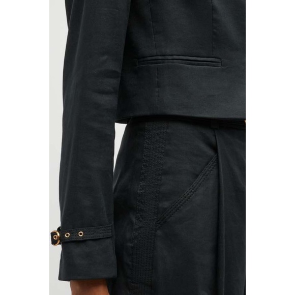 Veronica Beard Black Cropped Linen Blend Single Breast Jacket NWT Buckle Cuff - Picture 9 of 15